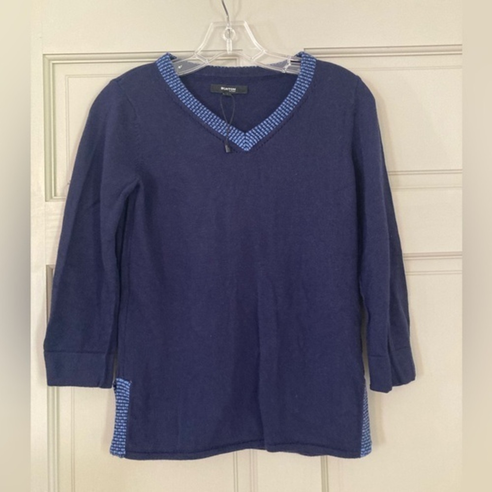 Burton of London V-Neck Blue Sweater | Women's Size S